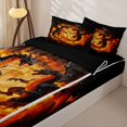 thumbnail image 3 of Metsweet Animal Dragon Zipper Twin Comforter Sets with Fitted Sheet and 2 Pillowcases, Abstract Flame Volution Zipper Bedding Set, Orange Red Black,4-Piece,Black Reversible, 3 of 6