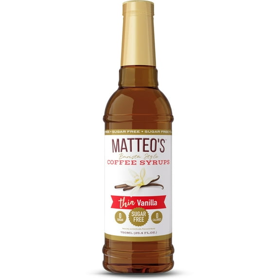 Matteo's Sugar Free Coffee Flavoring Syrup, Vanilla, Delicious Coffee Syrup, 0 Calories, 0 Sugar coffee syrups, Keto Friendly