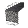 thumbnail image 3 of Black Floral Lace Table Runner - Semi Sheer Polyester Tassel Tablecloth with 3D Rose Openwork, Vintage French Dining Table Decor for Wedding Party Dresser Console Cabinet, Elegant Home Furnishing, 3 of 7