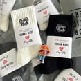 thumbnail image 4 of 2 Pairs Unisex Human Crew Socks Made Breathable Comfort Causal Athletic Socks, 4 of 9