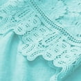 thumbnail image 4 of AherBiu Womens Tops Dressy Casual Blouse Crochet Lace Keyhole Round Neck 3/4 Sleeve Ruffle Boho Shirts Summer Tops, 4 of 8