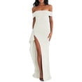 thumbnail image 1 of Robe Moulante à Épaules Dénudées pour Invitée de Mariage, Fente Haute, Robe Formelle, Cocktail, Fête, Bal, Longues Robes, Blanc, P, 1 of 9