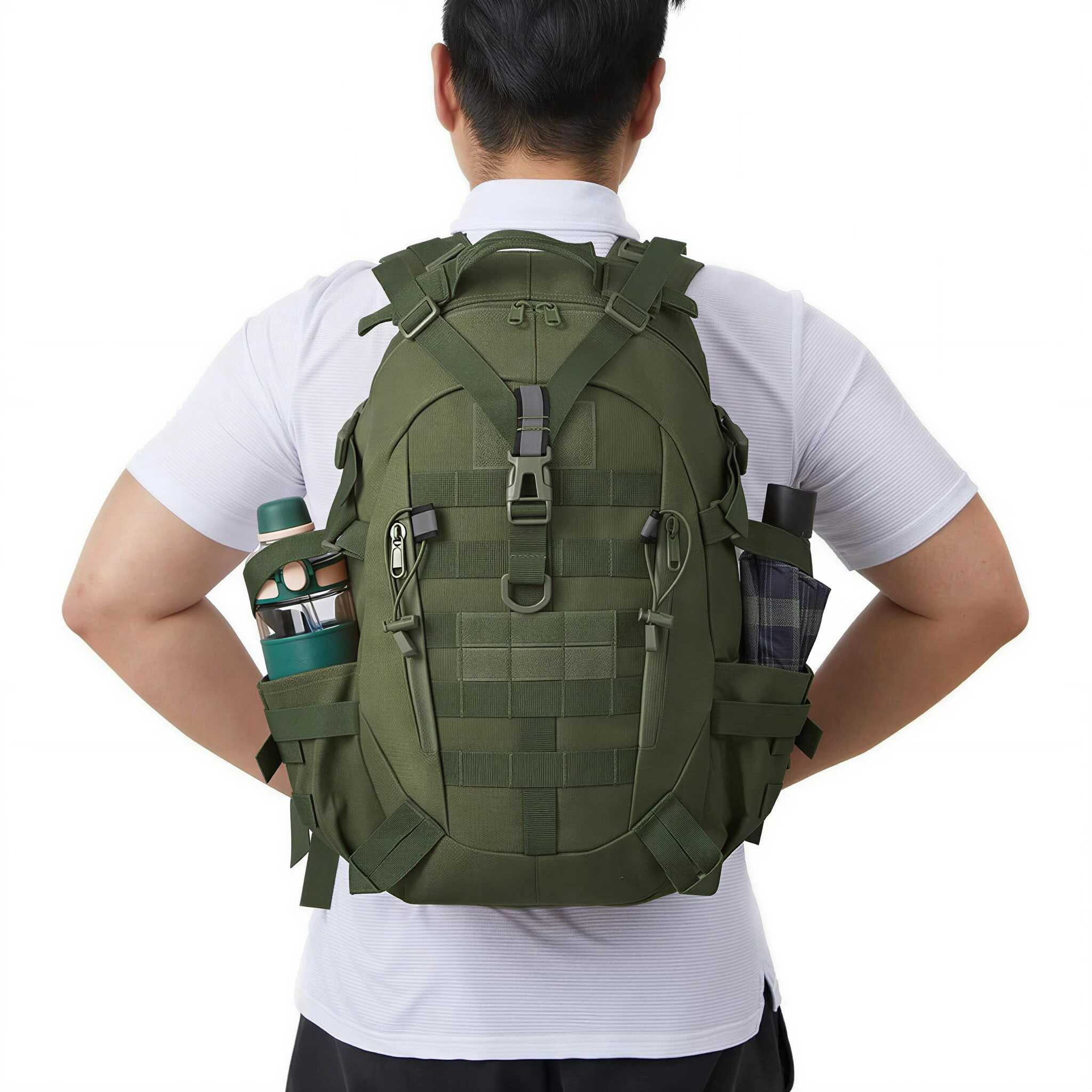 QT&QY 35L Molle Hiking Daypack Water Resistant Outdoor Camping Travel Work Backpack for Men Women