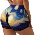 thumbnail image 2 of Kdxio Cat Under Starry Skies Print Workout Shorts for Women Seamless Soft Smooth Gym Yoga Scrunch Active Shorts, 2 of 5