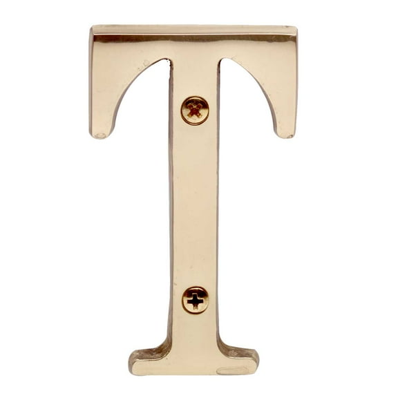 Letter "T" House Letters Solid Bright Brass 3" | Renovator's Supply