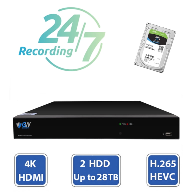 GW 4K Security Camera System - 32 Channel NVR With 8MP AI Cameras, Face & Vehicle Detection