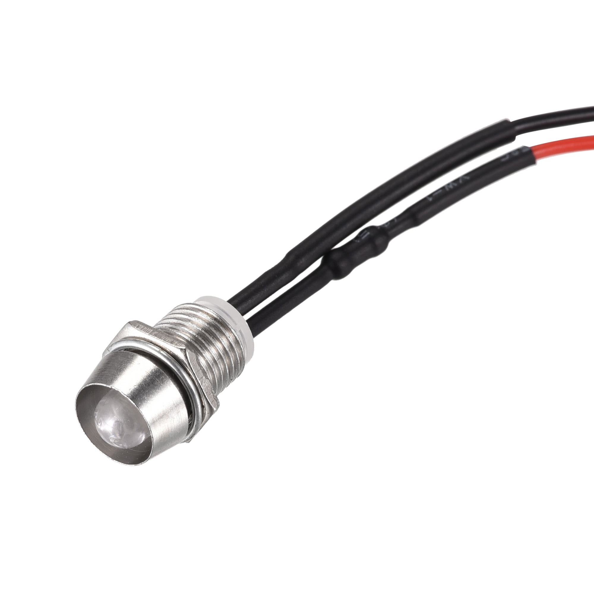 Uxcell AC/DC 24V 8mm Panel Mount LED Indicator Light White LED Metal