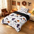 thumbnail image 2 of Homewish Halloween Wizard Cat Twin Comforter Sets, Spooky Animal Ghost Bedding Set, White Purple, Black Reversible, 2pcs 1 Comforter and 1 Pillowcase, 2 of 5