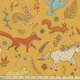 thumbnail image 1 of Forest Fabric by the Yard, Natural Pattern on an Orange Background with Sketchy Animals Variety of Plants, Decorative Upholstery Fabric for Sofas Home Accents, 10 Yards, Multicolor by Ambesonne, 1 of 4