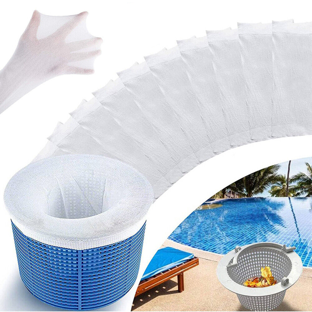 50 Pack Pool Filter Socks for Pool Skimmer, Pool Skimmer Socks for Inground Pool Or Above Ground