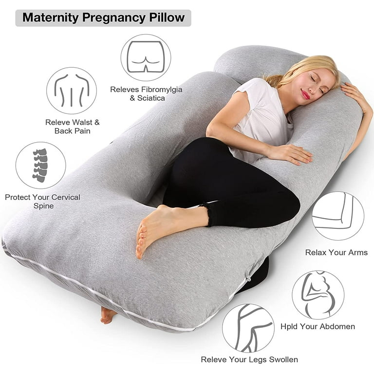 Pregnancy Pillows, U Shaped Full Body Pillow for Sleeping Support, 55 Inch  Mater