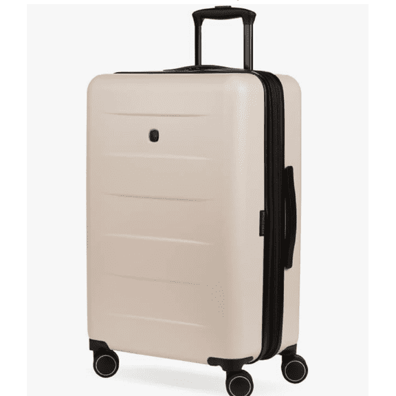 SwissGear Eclipse Hardside Expandable Luggage with Spinner Wheels, Medium Checked, Ultimate Cream