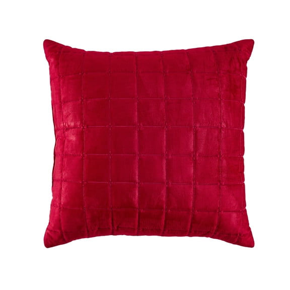 Better Homes and Gardens Luxurious Tufted Velvet Throw Pillow, Red, 20 x 20 Inch