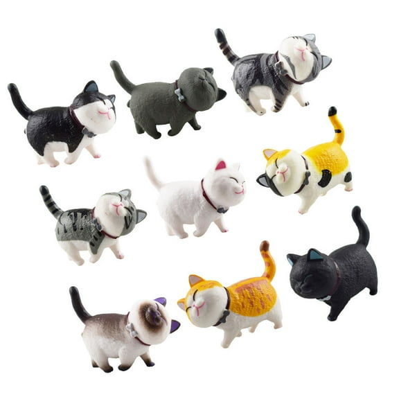 Pretyzoom Miniature Figurines Cats Assorted Color 9Pcs