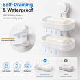 thumbnail image 5 of White Double Layer Suction Cup Soap Dish Holder, Wall Mounted Self-Draining, Removable Waterproof, 5 of 7