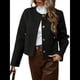 thumbnail image 1 of Chaqueta Blazer Corta para Mujer, Sin Cuello, con Botones, Estilo Informal de Negocios, para Otoño e Invierno. Negro M, 1 of 9