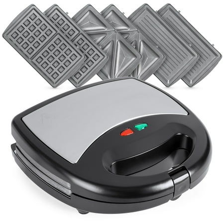 Best Choice Products 3-in-1 750W Dishwasher Safe Non-Stick Stainless Steel Electric Sandwich Waffle Panini Maker Press w/ 3 Interchangeable Grill Plates, Auto Shut Down, LED Indicator Light, (Best Grill Sandwich Maker Brand In India)