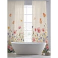 thumbnail image 5 of Watercolor Flowers Sheer Curtains 84 Inch Length 2 Panels Set, Spring Daisy Floral Butterflly Beige Voile Window Treatment Rod Pocket Curtains Sheers Drapes for Bedroom/Living Room/Kitchen 52"x84"x2, 5 of 7