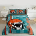 thumbnail image 2 of Homewish Rugby Sport Game Queen Comforter Set,Football City Silhoustte Bedding Sets,Orange Cyan Bedding Comforter Set For Boys Teens,Super Cozy Room Decor Reversible,3pcs, 2 of 8