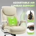 thumbnail image 4 of EOP Executive High Back Office Chair, Adjustable Heavy Duty Chair with Flip up Armrest, 500LBS Big and Tall Computer Chair with Lumbar Support, Faux Leather Desk Chair with Extra Wide Cushion, Beige, 4 of 8