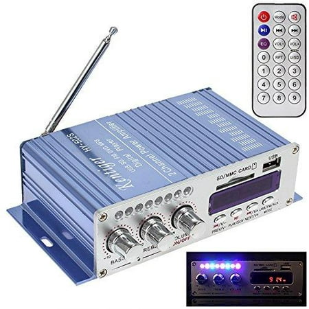 kentiger fm audio + mp3 speaker car bluetooth amplifier hifi mini 2 channel digital power player with led light for ipod /
