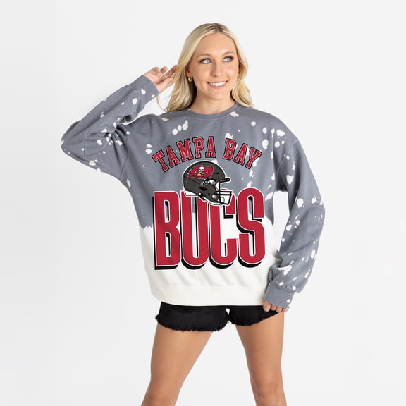 Women's Gameday Couture  Gray Tampa Bay Buccaneers Arch Rivals Faded Wash Sweatshirt