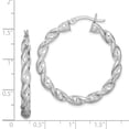 thumbnail image 2 of Beautiful Sterling Silver Rhodium Plated Twist 3.5x35mm Hoop Earrings, 2 of 2