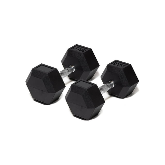 Par Mancuerna Hexagonal 30 Lb con Revestimiento en Goma MDFitness Pesa, Dumbbell MDFitness Hexagonal Recubierta