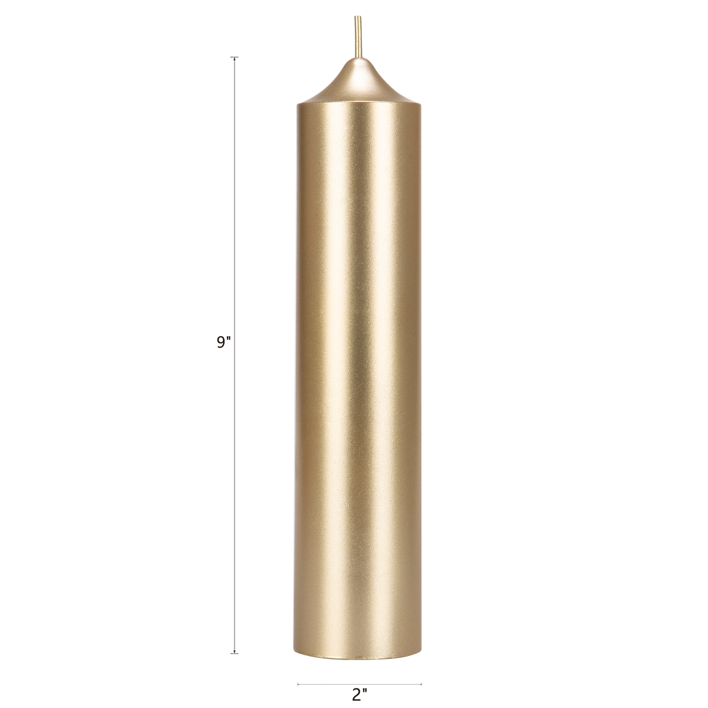 Mega Candles 6 pcs Unscented Gold Dome Top Round Pillar Candle, Hand Poured Premium Wax Candles 2 Inch x 9 Inch, Home Décor, Wedding Receptions, Baby Showers, Birthdays, Celebrations, Party & More