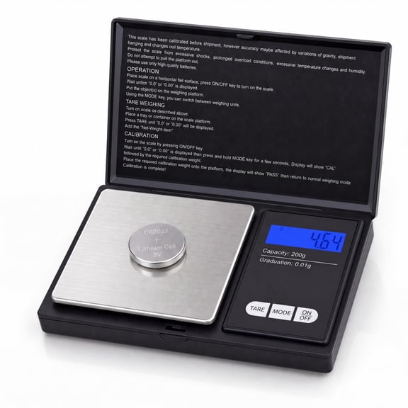 Digital Pocket Scale, 200g × 0.01g High Accuracy Electronic Gram Scale, Tare Backlit Display for Gold, Jewelry, Kitchen Food