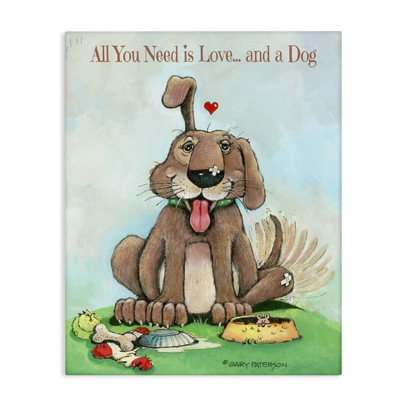 Stupell Industries Contemporary Love And A Dog Funny Pet Cartoon Design Canvas Art, 16 x 20, by Gary Patterson