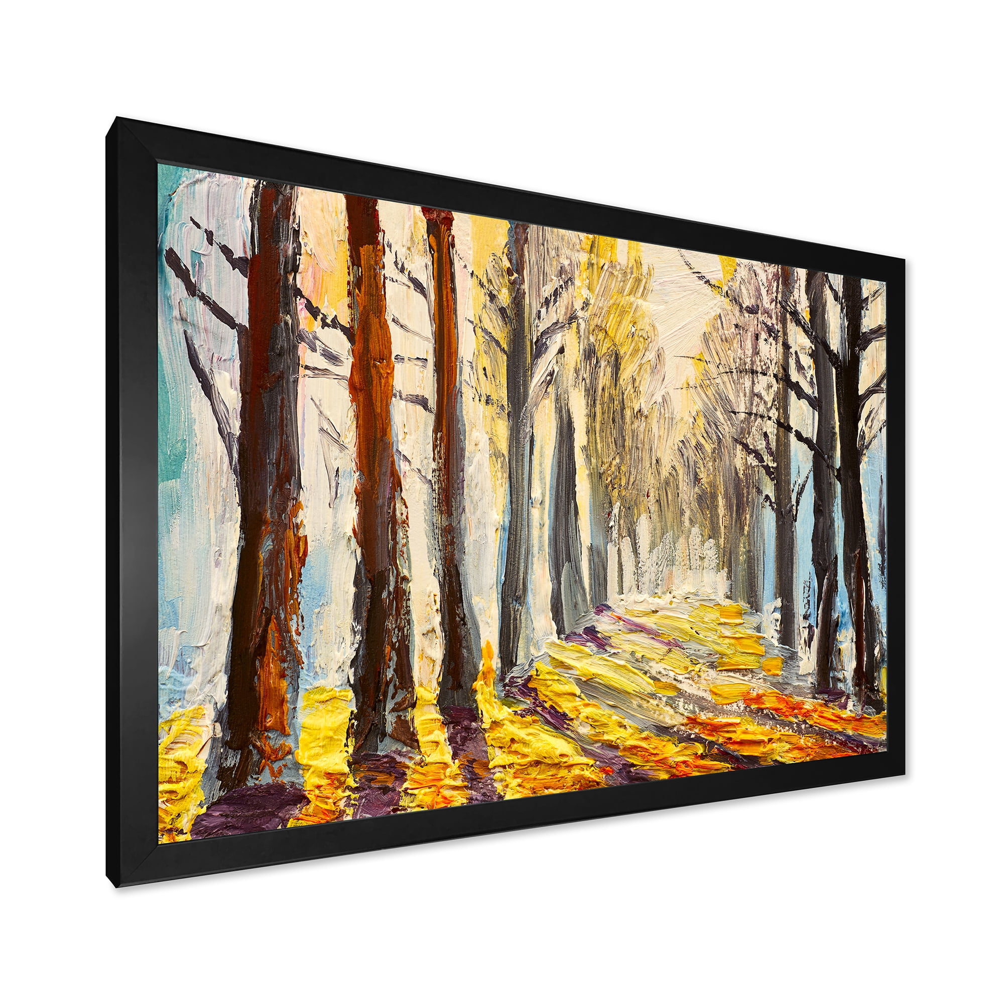 Designart 'Morning Glow Through The Autumn Trees' Lake House Framed Art Print