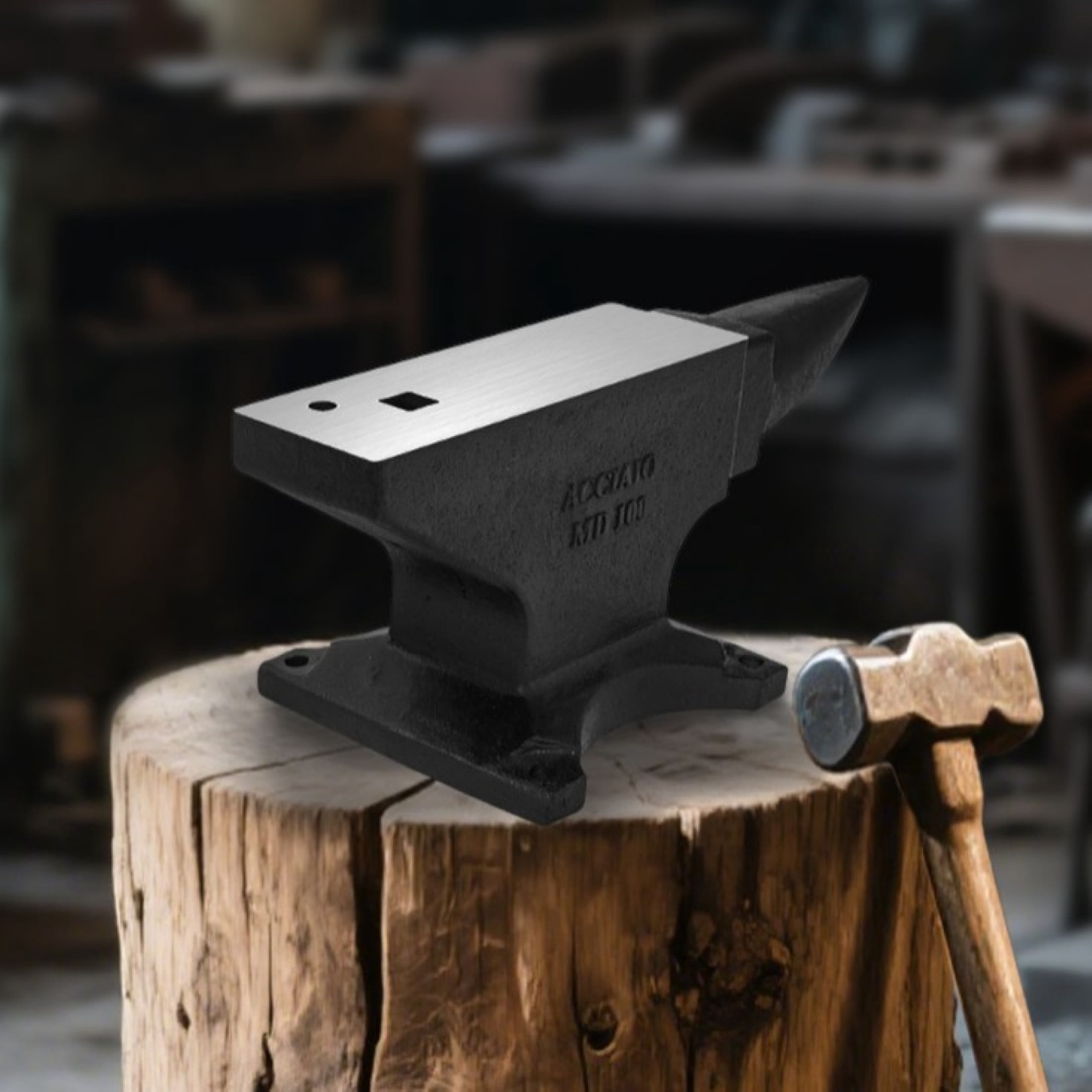 Noble House 100 lb Cast Steel Single Horn Anvil, 55 HRC Blacksmith Forging Tool with Hardy Hole