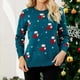 thumbnail image 5 of Gibobby Sudadera de Navidad para mujer Suéter de Navidad para mujer, cuello redondo, manga larga, patrón de dibujos animados, suéter de punto(Azul,M), 5 of 5