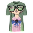 thumbnail image 4 of ICHUANYI Clearance Women's Summer Loose Fitting Hot Diamond Printed Casual Short Sleeved Round Neck Top(Green, M) ICHUANYI WER2023081202433, 4 of 4
