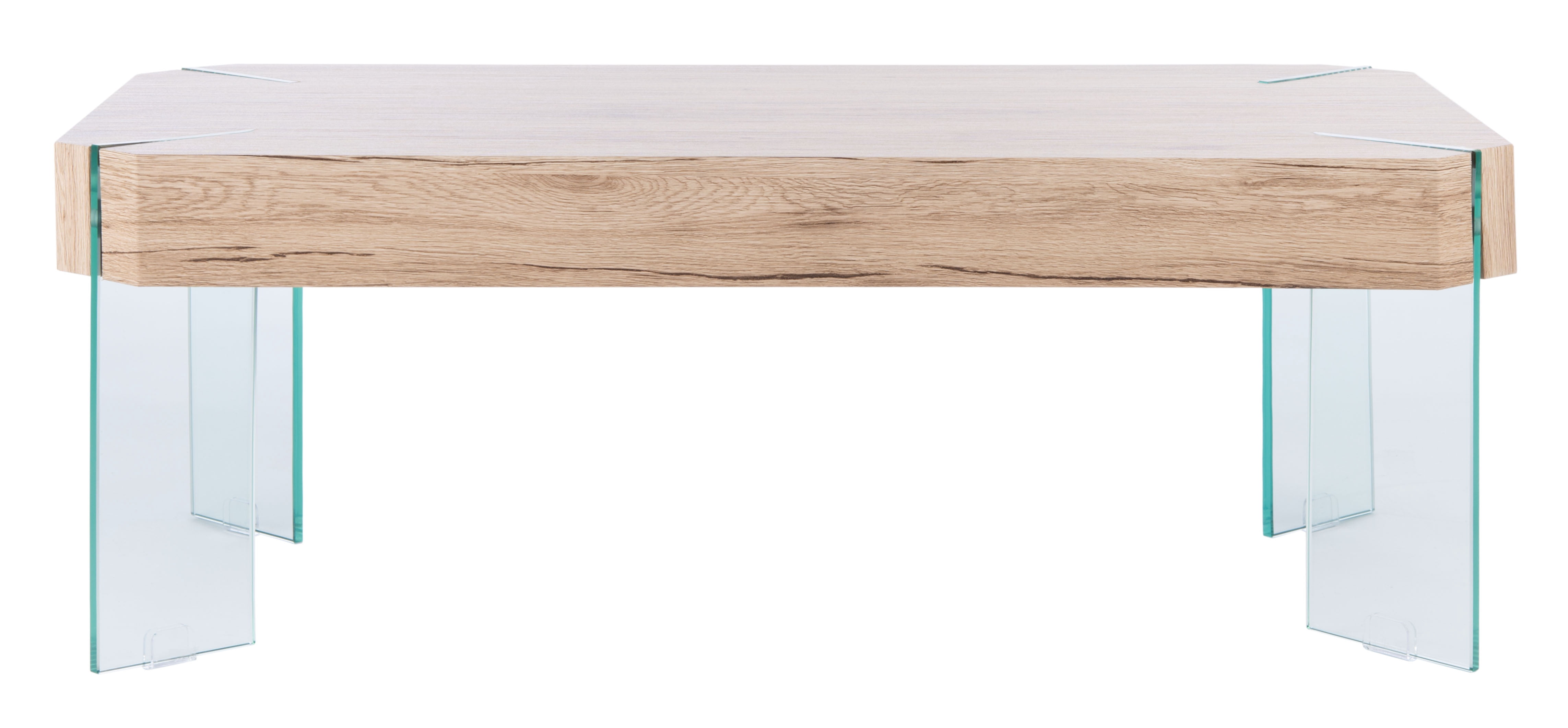 SAFAVIEH Katelyn Rect. Contemporary Glass Leg Coffee Table, Natural