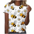 thumbnail image 2 of Xdegoge Casual Crewneck Short Sleeve T Shirts for Women Everyday Wear Loose Fit Sunflower Honey Bee Graphic Print Lightweight Breathable Spring Summer Basic Tops, 2 of 5