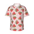 thumbnail image 1 of Balery Hand Drawn Watermelon Camisas hawaianas de manga corta para hombre, camisas playeras de corte holgado, camisas de vacaciones con botones,3X-Large, 1 of 7