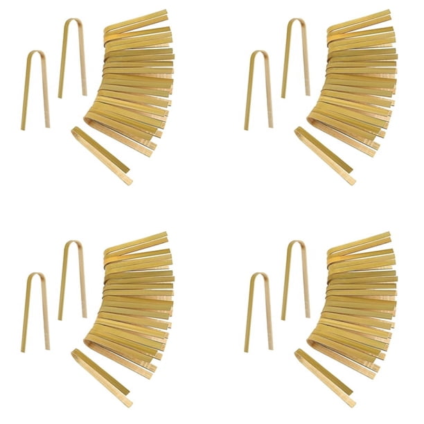 200 pinzas desechables para utensilios de cocina, mini pinzas de bambú, pinzas naturales para tostadas para cocinar
