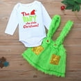 thumbnail image 2 of Fesfesfes Baby Christmas Bodysuit With Overalls Set Long Sleeve Shirt Fleece Furry Suspender Skirt Clothes Set, 2 of 9