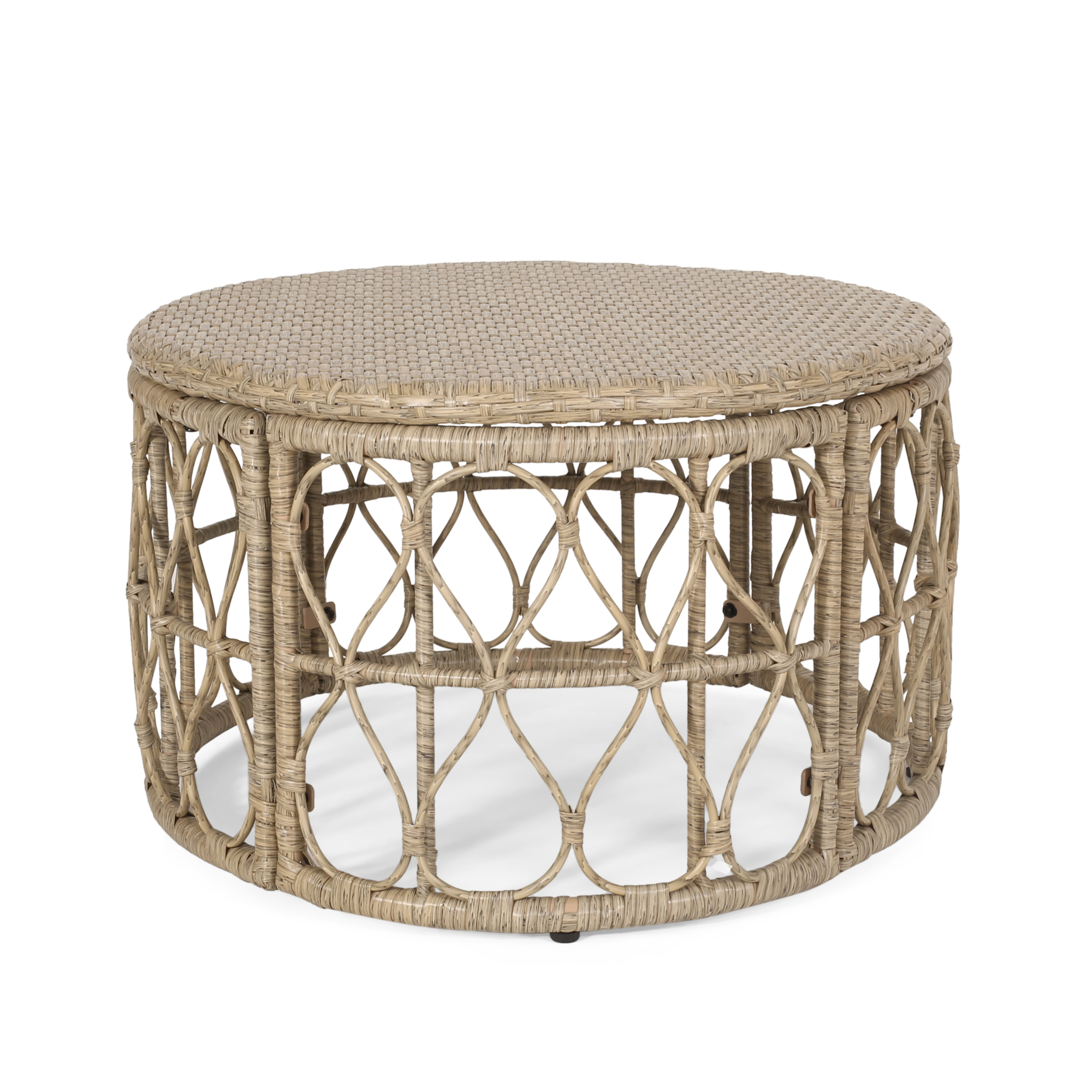 Colmar Outdoor Wicker Coffee Table,  Faux Rattan,Light Brown