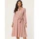 thumbnail image 2 of Vestido largo de fiesta fluido Allegra K con estampado floral y manga larga con botones Rosa S, 2 of 6