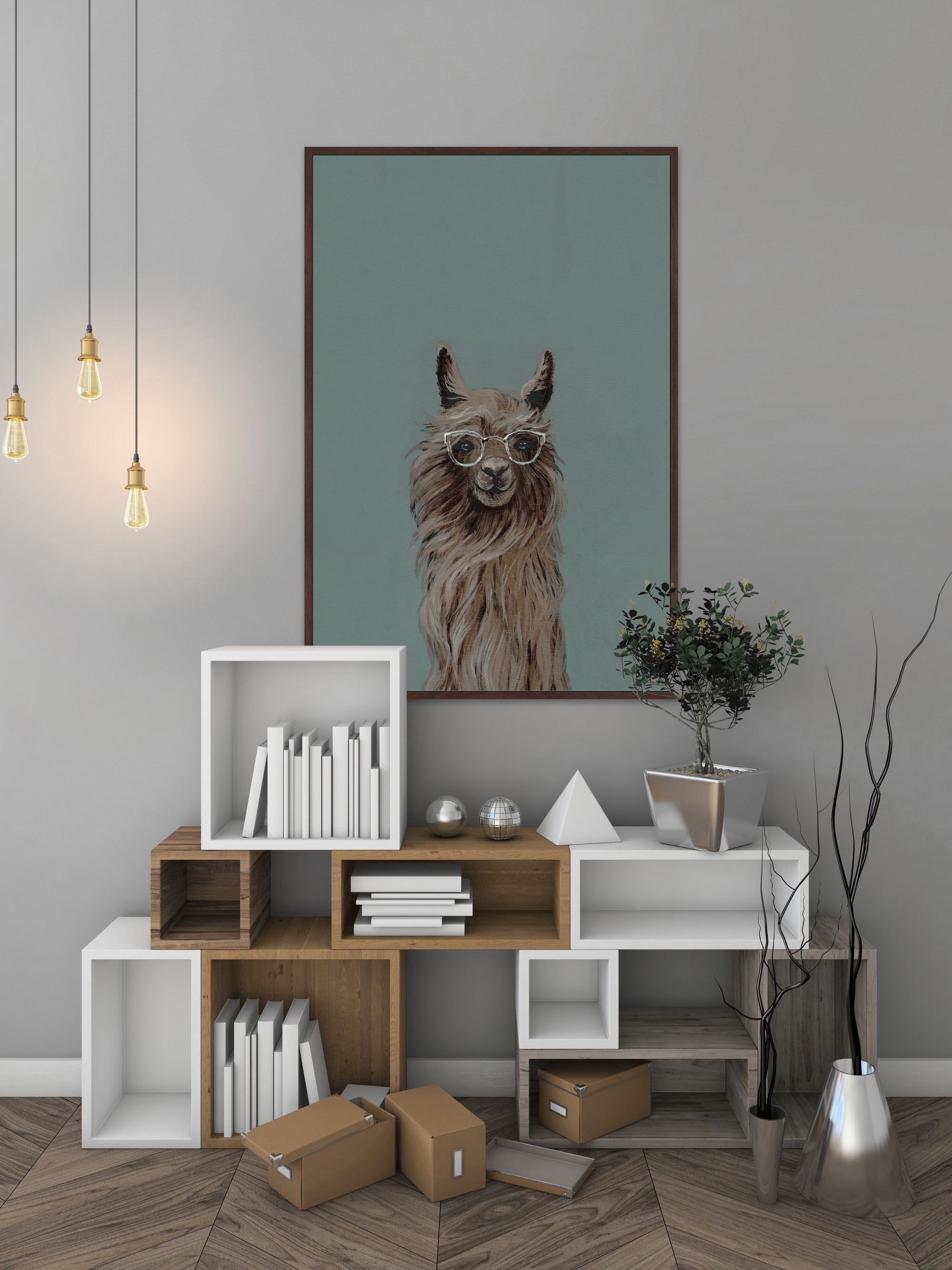 Shaggy Llama II Floater Framed Painting Print on Canvas