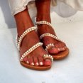 thumbnail image 2 of Women Flat Beaded Open Toe Breathable Comfortable Beach Shoe Light Roman Sandals, 2 of 9