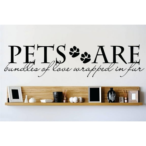 Family Pets are Bundles of Love Cute Pets Wall Decal Decoration Cute Pet Lovers Lovely Quote Lettering Lasts Years and Easily Removable - Size: 2 In(W) x 10 In(H)