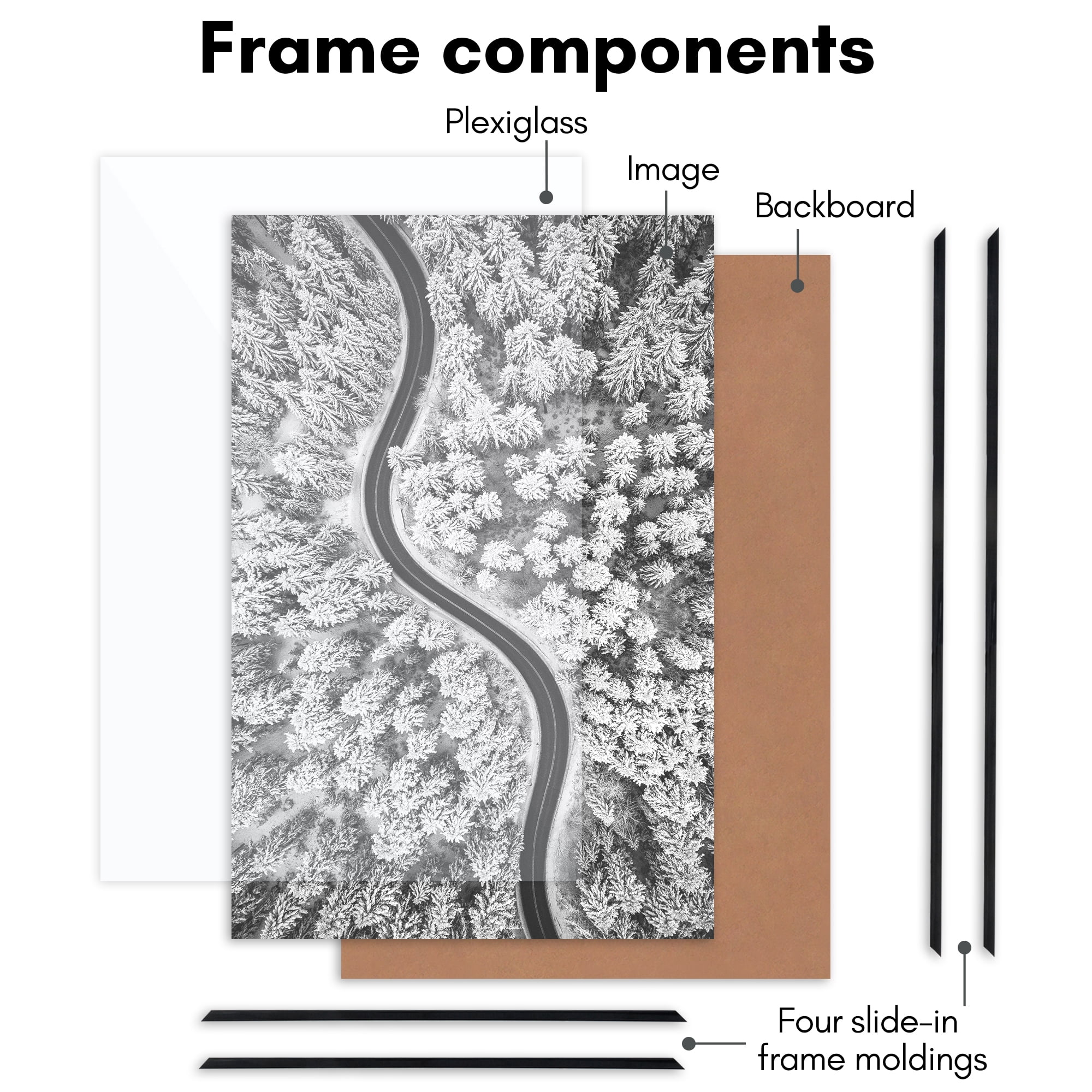 Americanflat 20x30 Poster Frame 3 Pack Polished Front Cover Slide Photo Buildable Molding Fusion Wall - Black