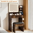 thumbnail image 3 of Akaber Makeup Vanity Desk with Mirror and Lights, 26.5" Small Vanity with Large Drawer and 6 Level Storage, Brown Vanity with 3 Color Lighting Modes, 3 of 6