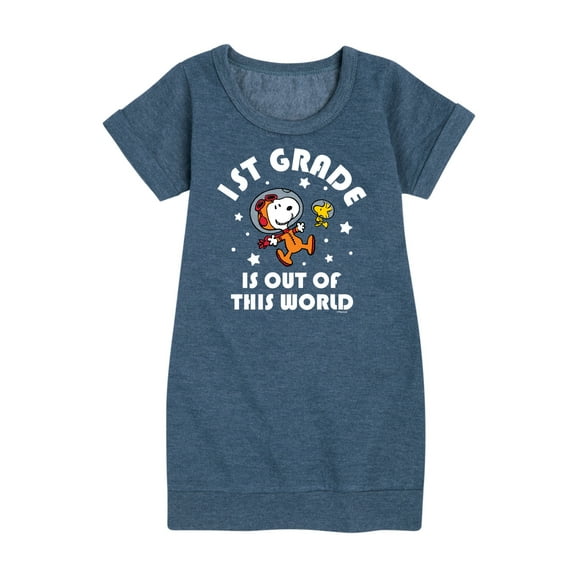 Peanuts - 1st Grade Is Out Of This World - Toddler And Youth Girls Fleece Dress