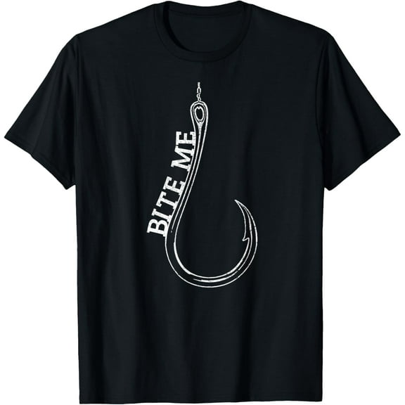 Fishing Hook Bite Me Bass Catfish Pike Fisherman Funny Gift T-Shirt men and women can wear, black, white, gifts