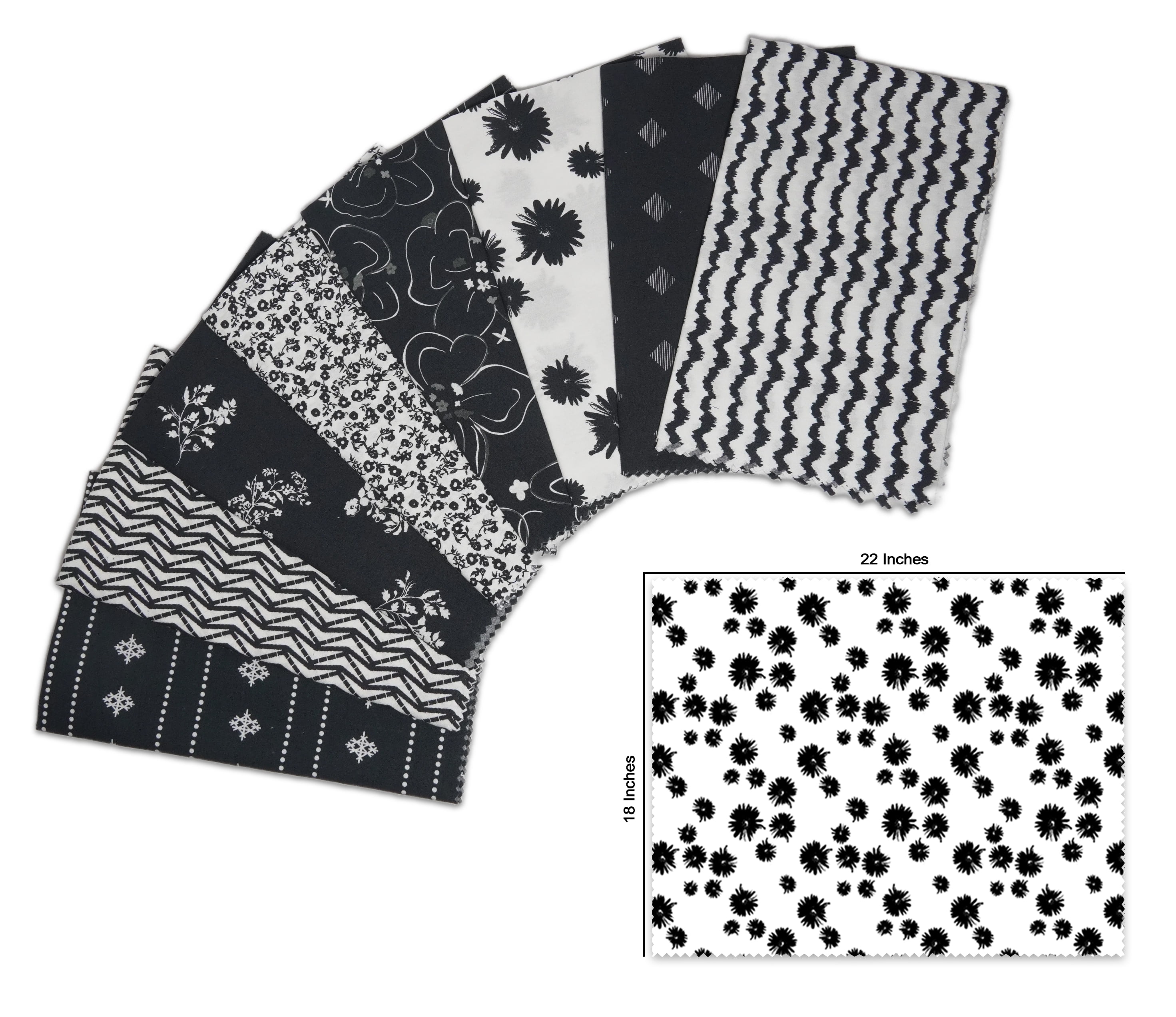 Soimoi 8 Pc Fat Quarter Bundle- Florals Print 18"x 22" DIY Patchwork- 100% Cotton Pre-Cut Quilting Fabric Multicolor